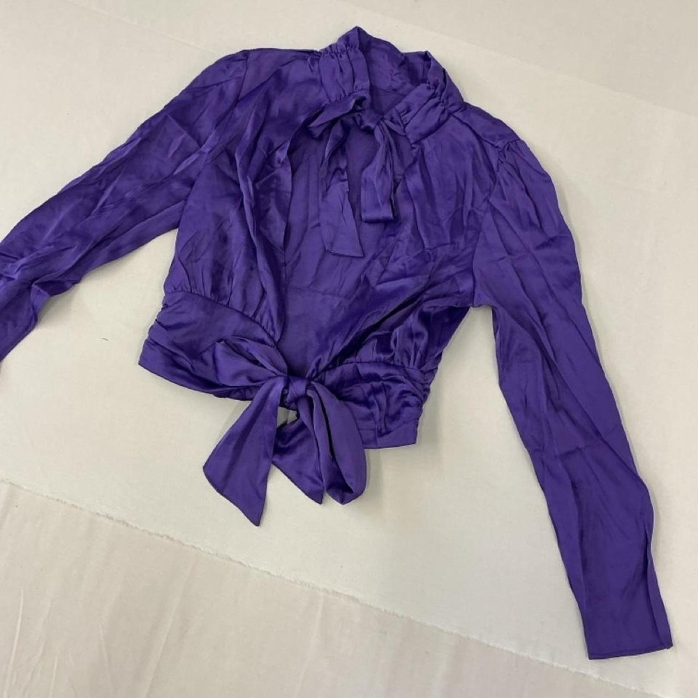 CELLECCI satin blouse in‎ a vibrant purple color